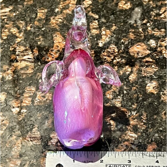 Blown Glass Pink Elephant Figurine 5.5" Tall Decorative Collectible Handcrafted - Picture 9 of 11